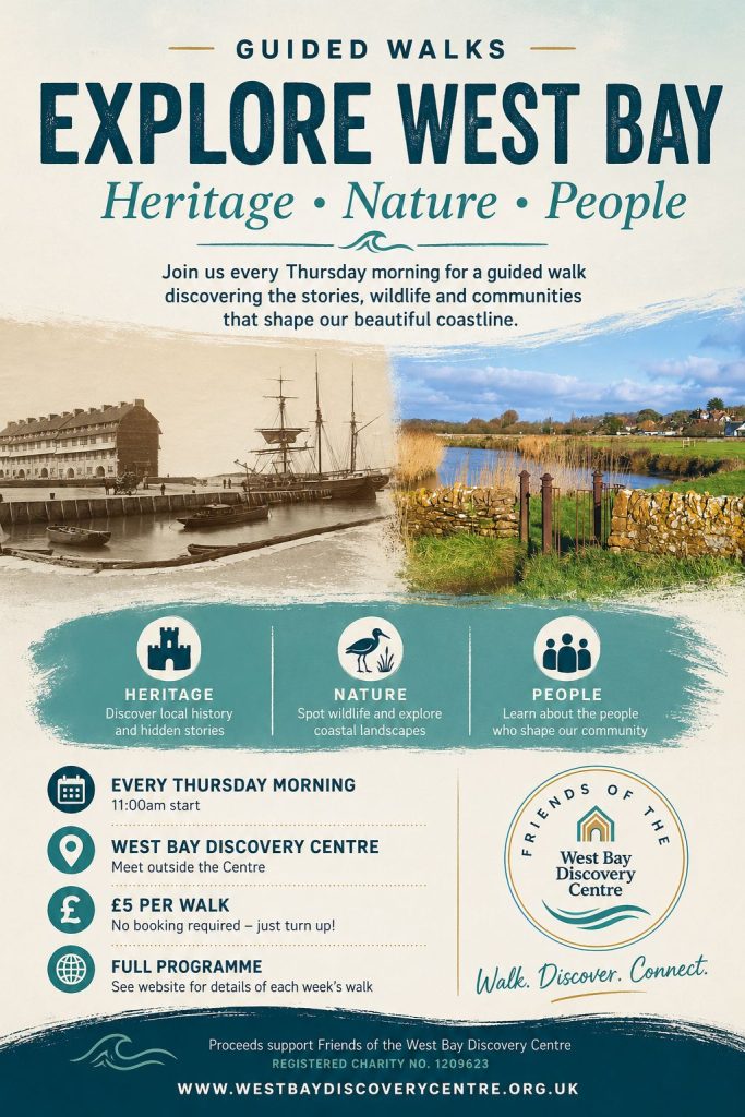 Poster for West Bay Discovery Centre Guided walks 2026